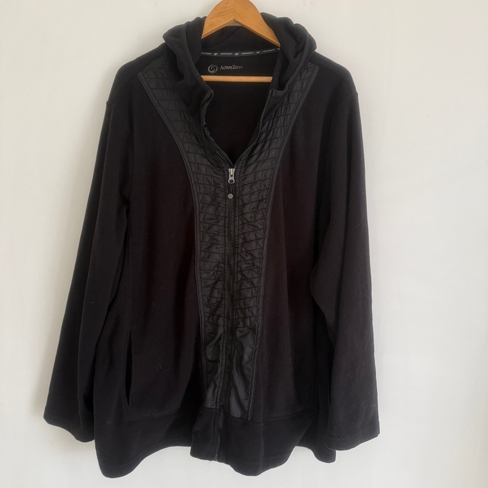Active Zone Women Black Hooded Jacket Plus Size 4X